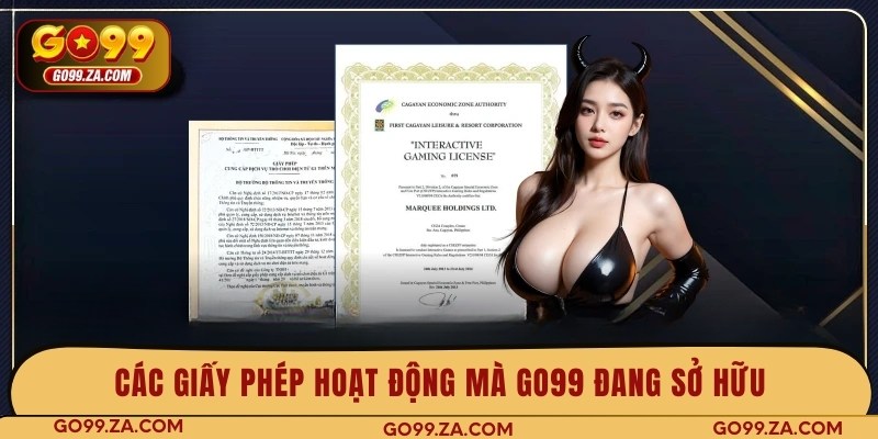 Các giấy phép hoạt động mà nhà cái GO99 đang sở hữu